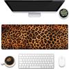 Eflxamz Grande tappetino per mouse da gioco, stampa leopardata, macchie animali, grande tastiera per computer con base antiscivolo e bordo cucito, 80 x 30 cm