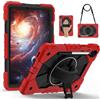 DAJIETOU Compatibile con Samsung Galaxy Tab S10 Lite (2025) 11,9 SM-X400/X406B Custodia girevole a 360 gradi multifunzionale con maniglia + tracolla protezione completa antiurto custodia (rosso)