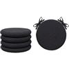 Tata Home Set 4 Cuscini Sedia Rotondi con Laccetti Cuscini Sedie Sgabelli Cucina Sfoderabili Coprisedia da Interno Esterno Made In Italy Diamentro 40 cm Spessore 3 cm Mod. Billy Colore Nero