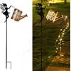 YZYOE Luce elettrica solare del bollitore d'acqua fata, giardino decorativo del ferro battuto Retro Cute Elf Floor Light, senza fili Dusk to Dawn LED lampada impermeabile.