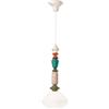 Ferroluce Retrò Sospensione Lariat 1 Luce Decò In Ceramica Made In Italy C2711 Bianco Latte