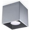 SOLLUX lighting Quad 1 Lampada da soffitto | Design moderno con paralume rettangolare | In alluminio con lampadina GU10 sostituibile, 1 x 40 W | Grigio, 10 x 10 x 10 cm