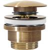 Rea - Tappo Lavandino Bagno Universale Click-Clack Gold Antique Piletta Lavabo Bagno Con o Senza Troppopieno, Tappo Pop-Up In Ottone (Oro Antico) 6,4 X 6,4 X 13 cm