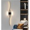 AstrizLamp Applique da Parete LED Interno, Moderna Nero Lampada da Parete soggiorno Linea Lunga Up Down Lampada a Muro Alluminio 3 Colori Dimmerabili per Camera da Letto Soggiorno Corridoio 100cm