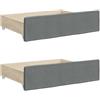 vidaXL Cassetti da Letto 2pz Grigio Scuro Legno Multistrato e Tessuto