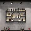 TELCIM Porta Bottiglie Da Vino Portabottiglie Da Parete Con Ripiano Espositivo, Mensola Per Vino Industriale Calice E Portabicchieri, Vetrinetta Pensile Da Parete, Espositore Creativo Per Vino Da Parete. ( C