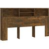 vidaXL Testiera con Scomparti Rovere Fumo 180x19x103,5 cm