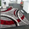 Paco Home Tappeto Di Design Con Bordo Definito Motivo A Righe Grigio Nero Rosso Screziato, Dimensione:80x150 cm