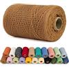 LEREATI Corda Macrame 1mm x 200m Filo Macrame Cordoncino Cotone Spago Colorato, Macramè Filo Cordino per Borse Uncinetto, Arazzo da Parete, Decorazioni, Fai da Te Artigianale (Caramello)
