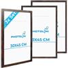PHOTOLINI Cornici 30x45 cm legno MDF rovere scuro, set di 3 cornici per poster, plexiglass infrangibile, da parete, accessori extra inclusi - per foto, immagini e poster