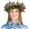 coronedilaurea.com Corona di alloro per laurea con roselline fucsia stabilizzate - corona di laurea tradizionale in alloro fresco decorata con roselline stabilizzate, fatta a mano in Italia