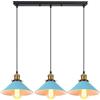 iDEGU 3 Luci Lampada a Sospensione Retrò, Vintage Lampadario a Sospensione in Stile Edison Attacco E27 Plafoniera Moderna Lampade da Soffitto per Cucina Caffè Bar Sala da Pranzo, 22cm, Blu