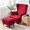 CHNSHOME Copripoltrona con Orecchie 1 Posto Elasticizzato 2 Pezzi Coprisedile con Orecchie Fodera per Pouf Fodere per poltrone Elastiche Vino Rosso