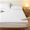 LJQAIZYL Coprimaterasso con Cerniera Matrimoniale 160x190/200 Personalizzabile Fodera Materasso Singolo Trapuntata/Imbottito Lenzuolo Copri Proteggi Materasso Topper Lavabile Rivestimento(120x190+15cm,White)