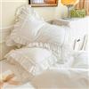 FZKun Federa per cuscino, shabby chic, con volant in pizzo, 51 x 76 cm, in cotone, vintage, lussuose ed eleganti, con chiusura a busta, stile country francese (2 pezzi, bianco)