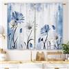 Laifzere Tende Rustiche con Motivo Fiori di Margherite Blu per Cucina, Tende da Finestra Piccole per Bar, Tende da Cucina in Stile Country, Tende da Bagno con Tasca per Asta, 2 Pannelli (69,85 x 99,06