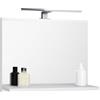 FreshYou Specchio da bagno con 1 ripiano, sospeso, specchio per corridoio, camera da letto, bagno, bianco 60X50 cm LAMPADA LED