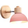 iDEGU Lampada da Parete Retrò Vintage Applique da Parete Interno in Metallo e Legno Moderne Lampada a Muro Orientabile E27 Luce da Camera da Letto Soggiorno (1 Pezzo, Rosa)