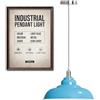 LEDSone Lampada a sospensione retrò E27 32 cm, lampada da soffitto in metallo, stile vintage, cavo regolabile - Faretto bianco per cucina, sala da pranzo, bar, caffetteria, ufficio (Azzurro chiaro)