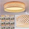 hofstein Plafoniera a LED HOFSTEIN Barroco, lampada da soffitto dimmerabile in metallo/bambù/plastica bianco/naturale, boho con funzione memory, CCT regolabile, telecomando, 24 watt, soggiorno, camera letto