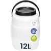 Garronda contenitore in plastica da 12 litri con coperchio, tanica acqua, piccolo bidone per acqua, scatola con coperchio perfetto per il trasporto sicuro e per la conservazione GD-0086, Bianco