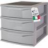 Sicignano Casalinghi Ingrosso Casalinghi Sicignano Cassettiera Pratika 3 Cassetti | Polipropilene Robusto e Resistente | Made in Italy | 37x37,5x80 cm | Elegante con Ruote Bloccabili | Impilabile e Salvaspazio (Grigio)