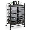 GIANTEX Carrelli Porta Oggetti, con 10+5 Cassetti Impilabili, 2 Ruote Bloccabili, Braccioli Metallici, Portabile e Pratico, per Ufficio, Studio, Cucina,Bagno, 5 Colori Disponibili, 62,5x37x87 cm