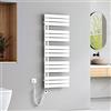EMKE Scaldasalviette elettrico con elemento riscaldante wifi termostatato,1320x500mm 800W，Pannello asciugamano elettrico con asta di riscaldamento con timer, Bianco