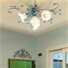 Yjmgrowing 4/5/6 Responsabile Creativo Floreale Soggiorno Lampada Da Soffitto Luce Pastorale Rustico in Ceramica Rosa A Filo Montaggio A Soffitto Luce Per Sala Da Pranzo Camera Del Soffitto, 110-240V,4 Head