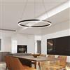 FUMIMID Lampadario Sospensione LED Lampada Soggiorno Lampadario Dimmerabile Con Telecomando Lampade Sospensione Moderne Tavolo Pranzo Soffitto Luminoso Acrilico Rotondo in Alluminio,Nero,1lap 60cm