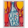 ConKrea Quadro su Tela Canvas INTELAIATO - con Cornice - in Vino Veritas - Enoteca Vino - Illustrazione Cubista - 30x40cm - Stile Moderno Bianco - (cod.3037)