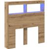 vidaXL Testiera con Contenitore a LED Rovere Artigianale 100x17x102 cm, testiera con LED, Testata, Testata con LED, testiera, Testata con Contenitore