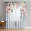 Odot Tende Trasparenti per Interni, Tende Camera da Letto con Passanti, Tenda Filtranti 2 Pannelli, Stampe Fiori Tenda Voile Semi Sheer per Soggiorno Camera (Rose rosa,140x213cm)