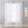 Surwin Tinta Unita Tende per Interni a Vetro Con Occhielli, 2 Pezzi Camera da Letto, Voile Semi Trasparenti per Cucina, Soggiorno 132x240cm, Bianco