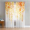 Odot Tende Trasparenti per Interni, Tende Camera da Letto con Passanti, Tenda Filtranti 2 Pannelli, Stampe Fiori Tenda Voile Semi Sheer per Soggiorno Camera (Foglie d'arancio,132x213cm)
