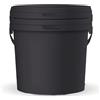 POSH Secchio con coperchio - Nero, in plastica, per alimenti, impermeabile, inodore, robusto, stabile, ermetico, secchio con maniglia (2, 10 L)