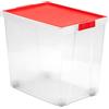 TATAY Scatole Plastica con Coperchio 60 L Multiuso - Style | Coperchio con Cerniera Incluso | Design Impilabile e Leggero | Ruote Incluse | Plastica BPA Free | 37x51x45 cm, Rosso