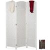 Paluplus Divisorio per Ambienti Pieghevole a 3 Pannelli, Misura 132x180 cm, Separè in Corda Intrecciata, Paravento Decorativo da Interno per Camera da Letto, Soggiorno, Ufficio -968F (Bianco)