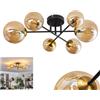 hofstein Plafoniera Chehalis, lampada da soffitto in metallo/vetro in nero/oro/ambra, lampada dal design moderno retrò/vintage con ombrelli in vetro (Ø 10 cm, 12 cm, 15 cm), 6 lampadine G9, senza lampadina