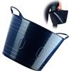 KADAX Cestino flessibile in plastica con manici - multifunzionale per biancheria, giocattoli, vestiti, contenitore rotondo universale (blu navy, 26 L)