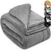 Beautissu Alina Plaid Sherpa 150 x 200 - Coperta morbida XXL, colore: grigio chiaro/grigio chiaro, coperta invernale grande per divano, coperta calda con effetto pelliccia di agnello