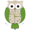 DEKORI Orologio gufo con pendolo. Meccanismo ultra silenzioso. Arreda e rallegra ogni ambiente della casa, cucina salotto cameretta. Prodotto in Italia. (Verde Mela_)