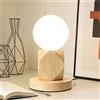 Chao Zan Lampada da tavolo moderna E27 Lampada da scrivania in legno Lampada da comodino tondo quadrato per casa camera da letto ufficio soggiorno arredamento EU-Plug Base in legno Leggi la luce notturna (B)