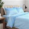 Clara Home Milano CLARA HOME Lenzuola Completo Letto Matrimoniale Colore Borby Azzurro, Lenzuola Elasticizzate per Tutte le Stagioni, Completo di Federe per Guanciali