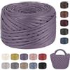LEREATI Fettuccia per Borse a Uncinetto, 200g/90m Aspetto Similpelle Filato Grosso in Poliestere Cordino per Borse Uncinetto, Filati per Cestini Fai da Te Decorazioni (Viola)