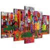 Cuadros B&D XXL - Quadro 200x100 cm 5 Pezzi - Stampa su Tela Strutturata Grande - Quadri Moderni Componibili Camera da Letto Matrimoniale - Stampe da Parete Arte - Città Colorato Astratto d-A-0052-b-m