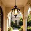 ChaoZan Villa Vintage Cortile Lampada a sospensione Lanterna Esterna in alluminio Continentale Lampadario Impermeabile E27 Strada Interno Luce del pendente Giardino Corridoio Balcone Portico, Nero