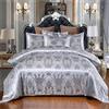 SAYNO Set Piumone in Raso di Seta Coperta per Tutte le Stagioni Piumone da Letto Queen Set Copriletto Grigio Reale di Lusso Jacquard Trapunta Set Biancheria da Letto con 2 Federe Abbinate (King, 3 Pezzi)
