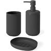 Inbagno Set Accessori Bagno 3 Pezzi Grigio Cannettato Con Dispenser, Porta Spazzolini E Porta Saponetta - Linea Arizona
