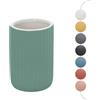 Inbagno Portaspazzolini bagno da appoggio verde cannettato in ceramica soft touch, bicchiere multiuso o porta penne, SPRING